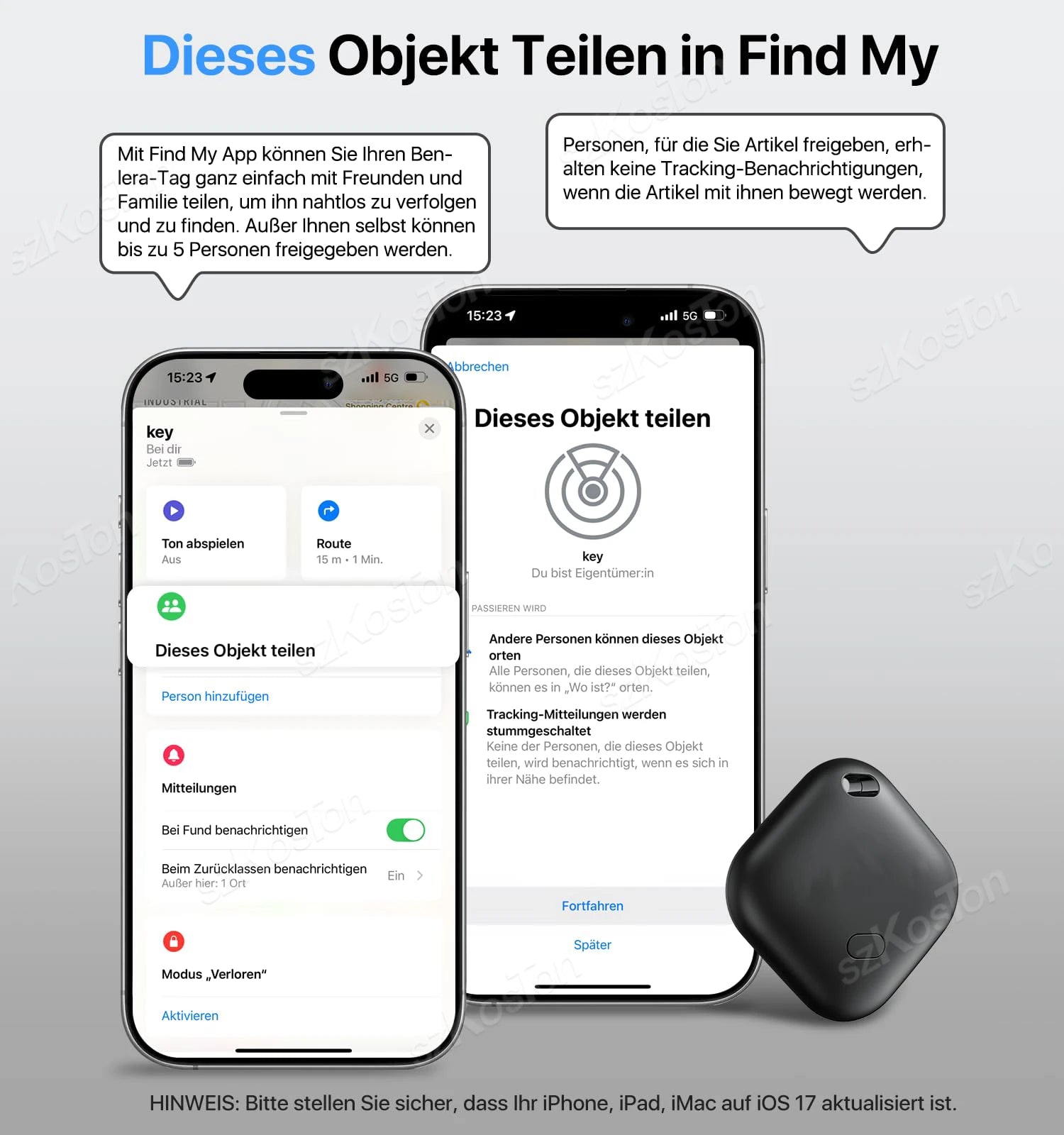 Mini GPS Tracker Compatible with iOS Find My APP Dog Cat Locator Child Finder Pet & Car Lost Tracker Smart iTag with Keychain