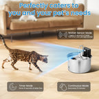 3.5L Stainless Steel Cat Sensor Water Fountain Wireless Smart Automatic Pet Water Dispenser For Cat Dog Pet Drinking Fountain