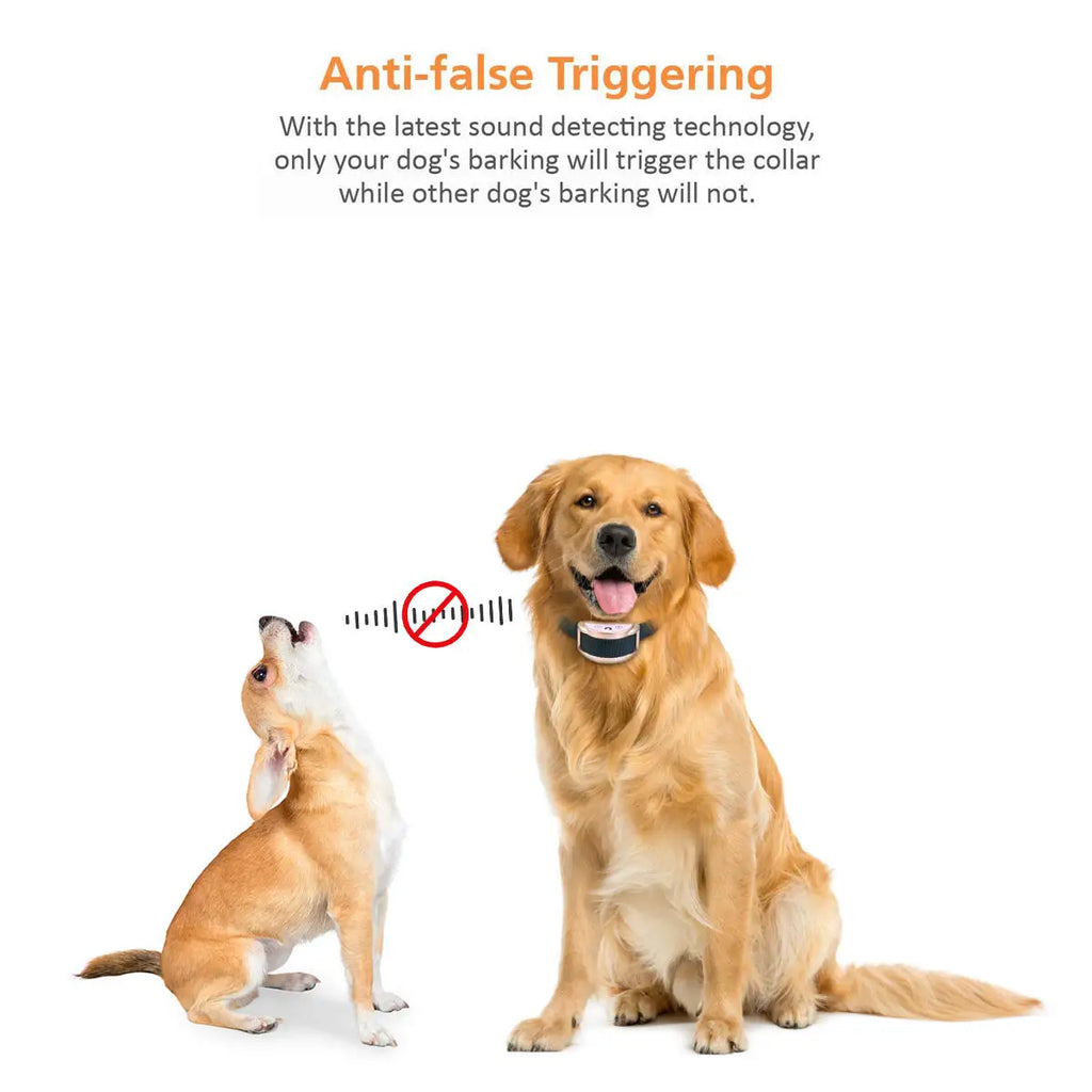Pet Dog Anti Barking Device USB Rechargeable Dogs Training Collar Adjustable Sensitivity Pet Collar Black Gold Silver