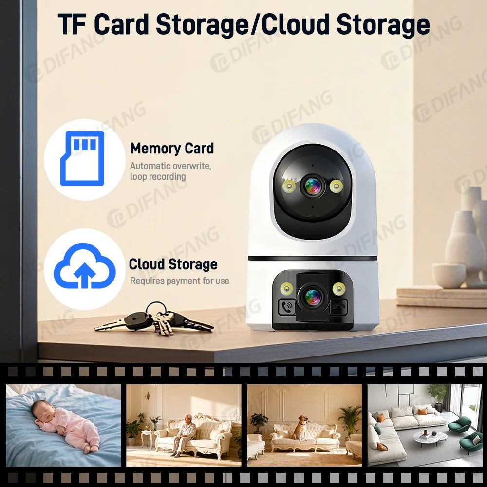 Dual Screens 5K 10MP WiFi Pet Cam Two-Way Video Call CCTV Security Protection Security Cam Wireless Surveillance Monitor O-kam