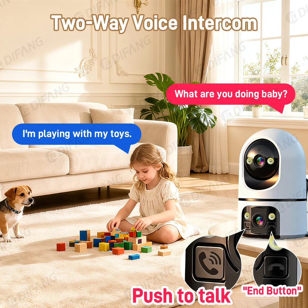 Dual Screens 5K 10MP WiFi Pet Cam Two-Way Video Call CCTV Security Protection Security Cam Wireless Surveillance Monitor O-kam