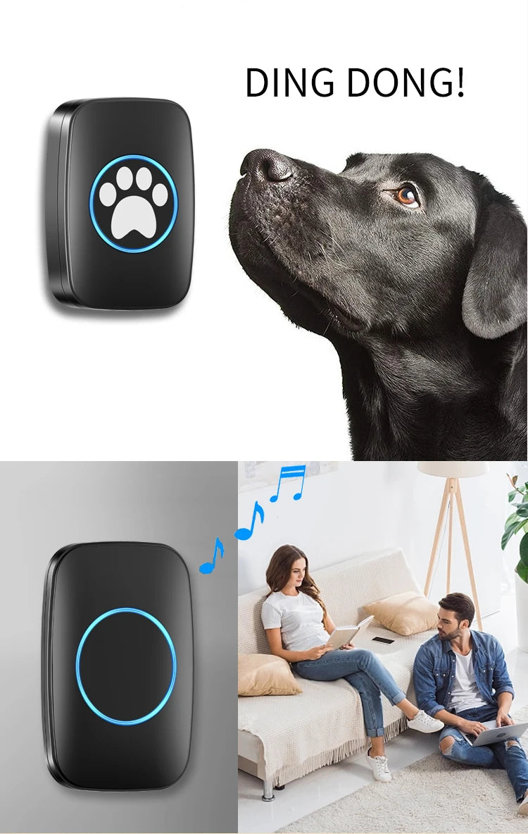 Touch Pet Doorbell 300M/984 ft Range 60 Songs Cat & Dog Training Pager LED Flash light Smart Wireless Doorbell Plug US EU