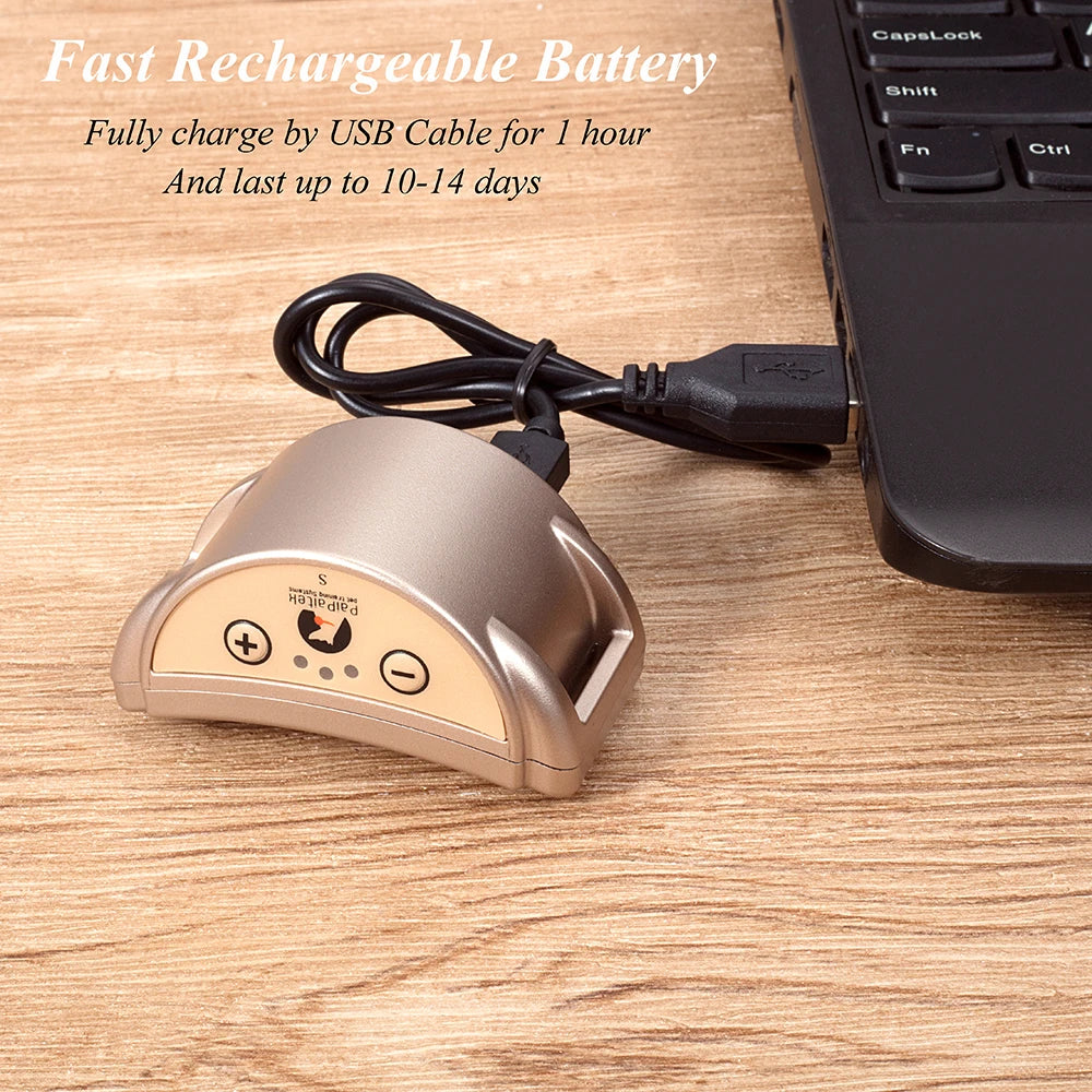 Pet Dog Anti Barking Device USB Rechargeable Dogs Training Collar Adjustable Sensitivity Pet Collar Black Gold Silver