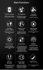 Touch Pet Doorbell 300M/984 ft Range 60 Songs Cat & Dog Training Pager LED Flash light Smart Wireless Doorbell Plug US EU