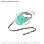 5M Automatic Retractable Dog Leash with Led Flashlight Durable Nylon Lead for Pet Dogs Adjustable Walking Running Rope