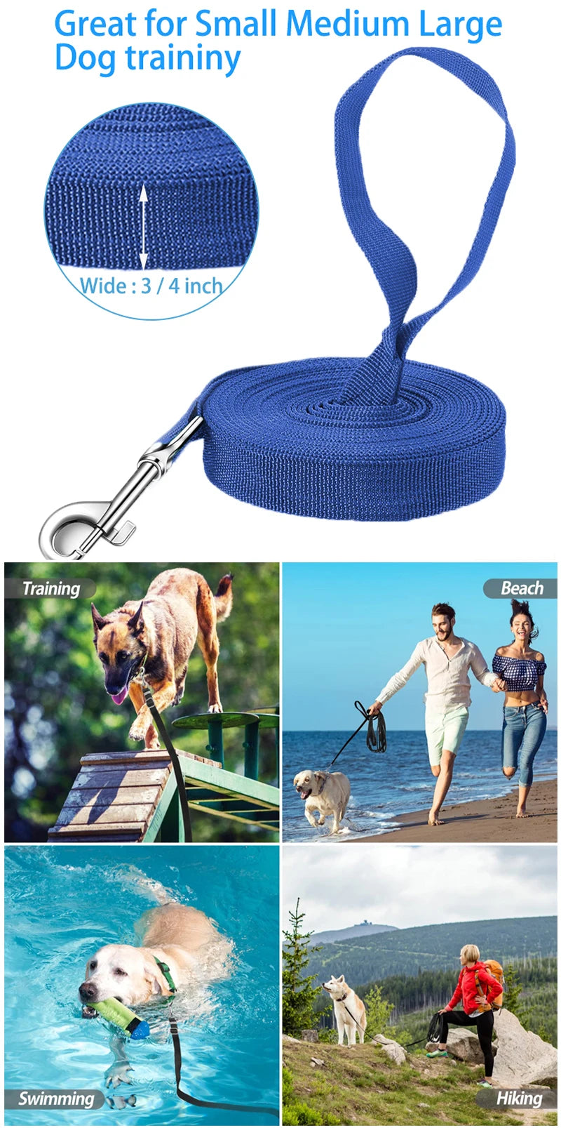 Nylon Dog Training Leashes Walking Pet Leash Rope Traction Rope for Small Large Dogs 1.5M /1.8M /3M /4.5M/ 6M /10M Pet Supplies