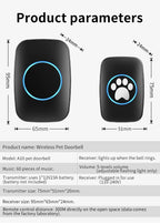 Touch Pet Doorbell 300M/984 ft Range 60 Songs Cat & Dog Training Pager LED Flash light Smart Wireless Doorbell Plug US EU