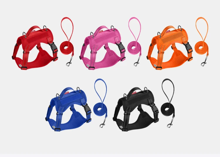 Dog Leash Harness Set Pet Reflective Bichon Frise Small Medium Dog Vest Harness Lead Outdoor Rope Walking Gear French Bulldog