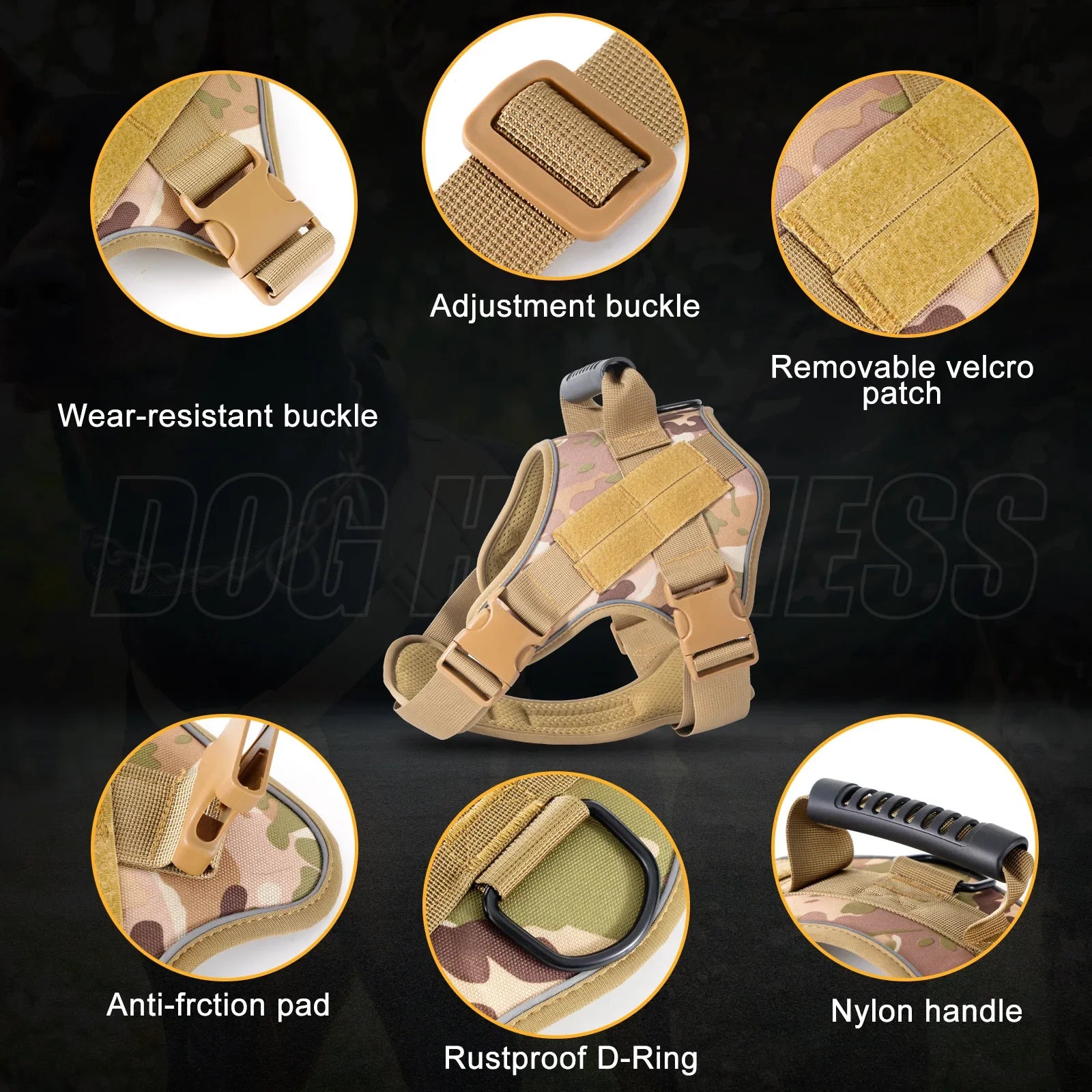 Dog Walking Accessories Dog Harness for Large Dogs Tactical Military Vest Pet German Shepherd Golden Retriever Tactical Training