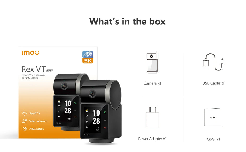 IMOU 5MP Indoor Screen Video Camera Human Pet Detection 2.4inch Display PTZ 360  One-Touch Call WiFi Camera Dog Cat Baby Monitor