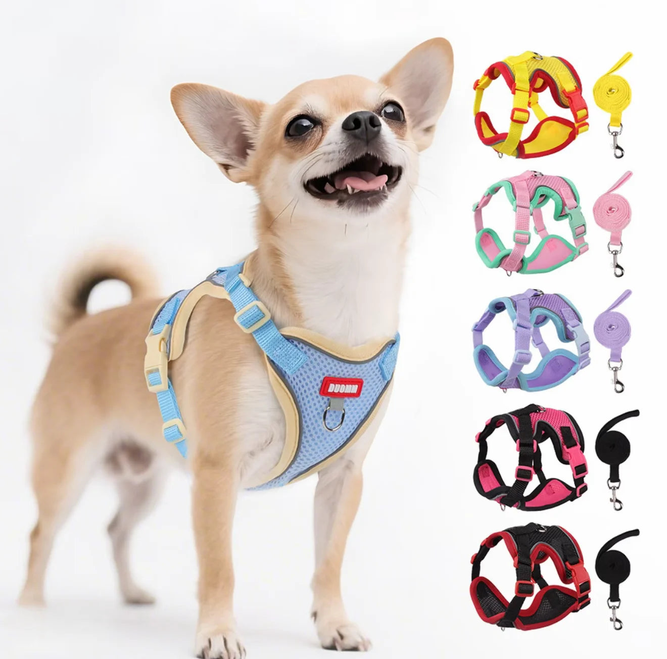 Soft Dog Harness Vest Leash , Adjustable Reflective Pet vest for Small Medium , Escape-Proof Soft Mesh Breathable  Walking Gear