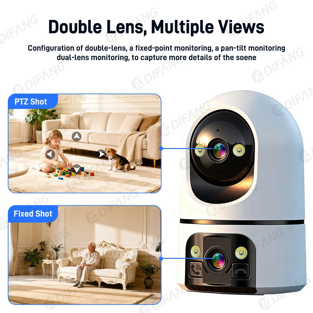 Dual Screens 5K 10MP WiFi Pet Cam Two-Way Video Call CCTV Security Protection Security Cam Wireless Surveillance Monitor O-kam