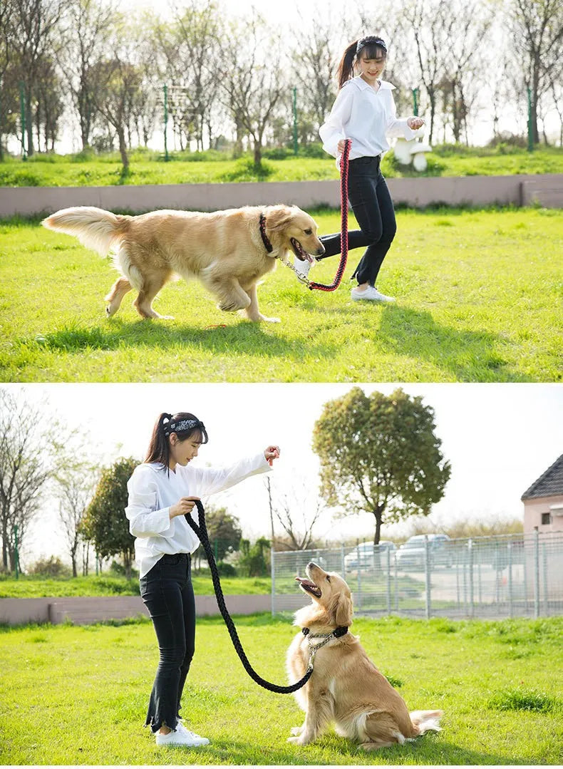 Comfort-Strong 5-Foot Braided Dog Leash: Ideal for Effective Training & Enjoyable Walks. Durability Meets Comfort