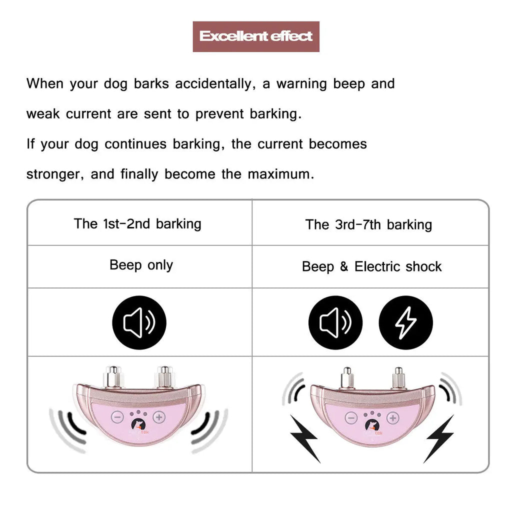 Pet Dog Anti Barking Device USB Rechargeable Dogs Training Collar Adjustable Sensitivity Pet Collar Black Gold Silver