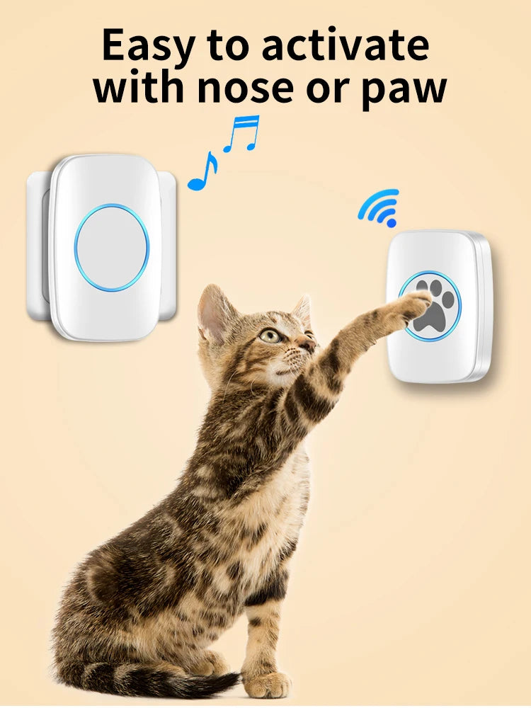 Touch Pet Doorbell 300M/984 ft Range 60 Songs Cat & Dog Training Pager LED Flash light Smart Wireless Doorbell Plug US EU