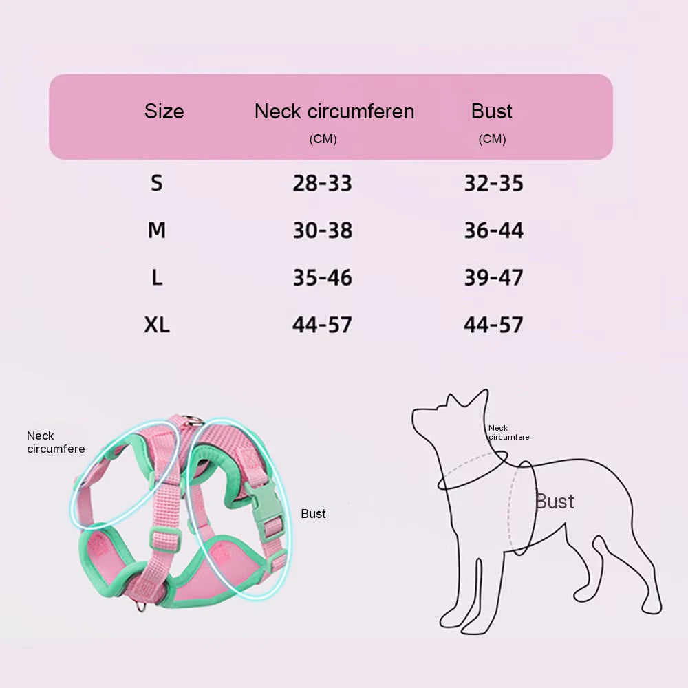 Soft Dog Harness Vest Leash , Adjustable Reflective Pet vest for Small Medium , Escape-Proof Soft Mesh Breathable  Walking Gear