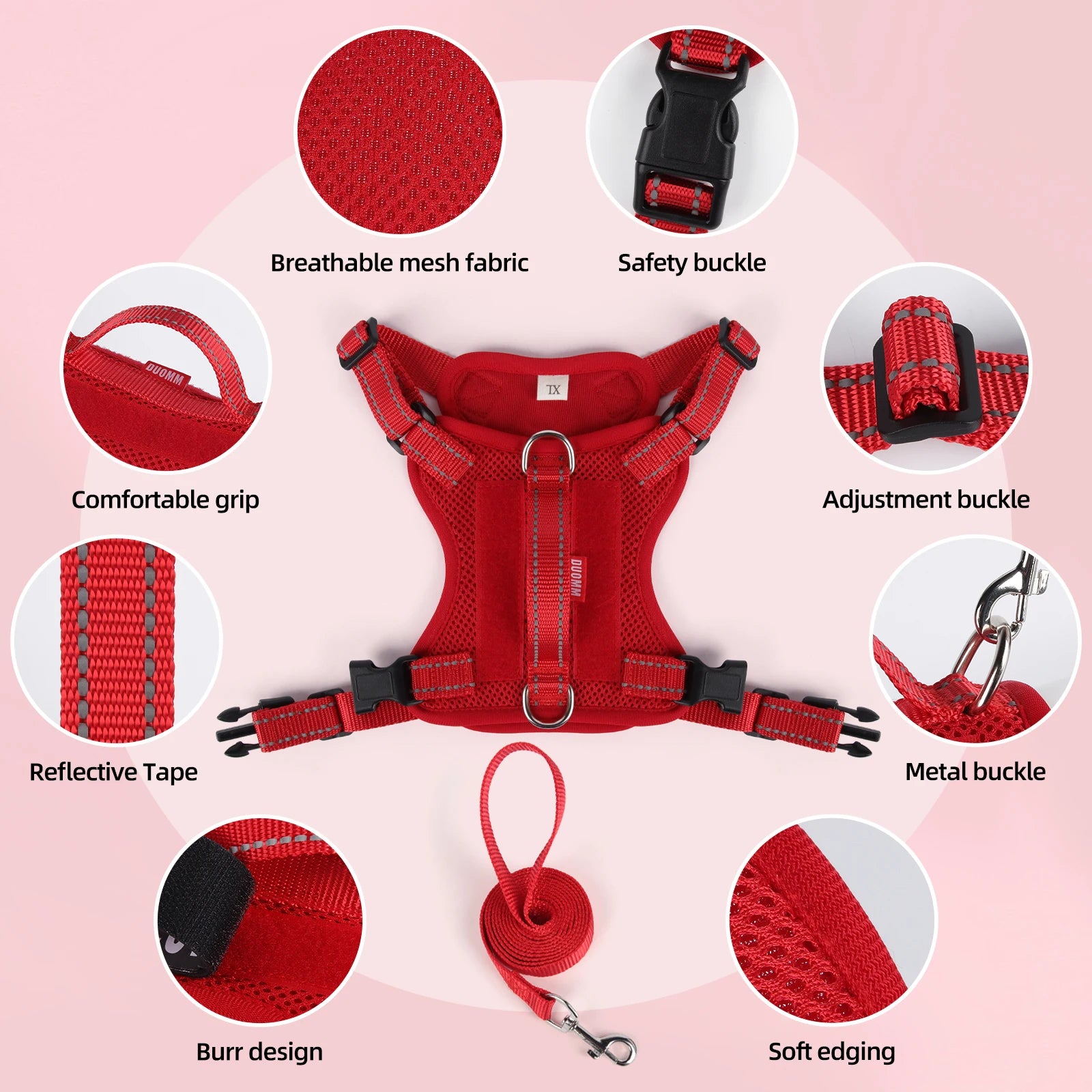 Dog Leash Harness Set Pet Reflective Bichon Frise Small Medium Dog Vest Harness Lead Outdoor Rope Walking Gear French Bulldog